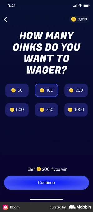 Bloom wager 100