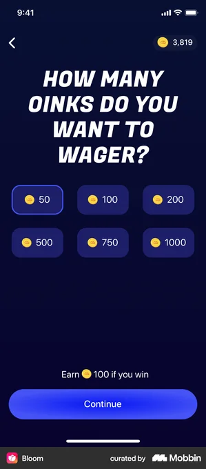 Bloom wager 50