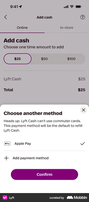 Lyft add cash