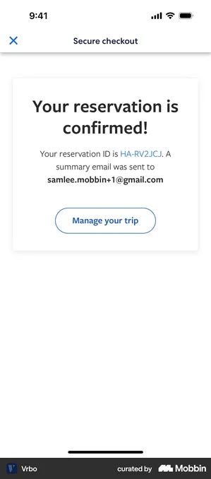 Vrbo secure checkout confirmed
