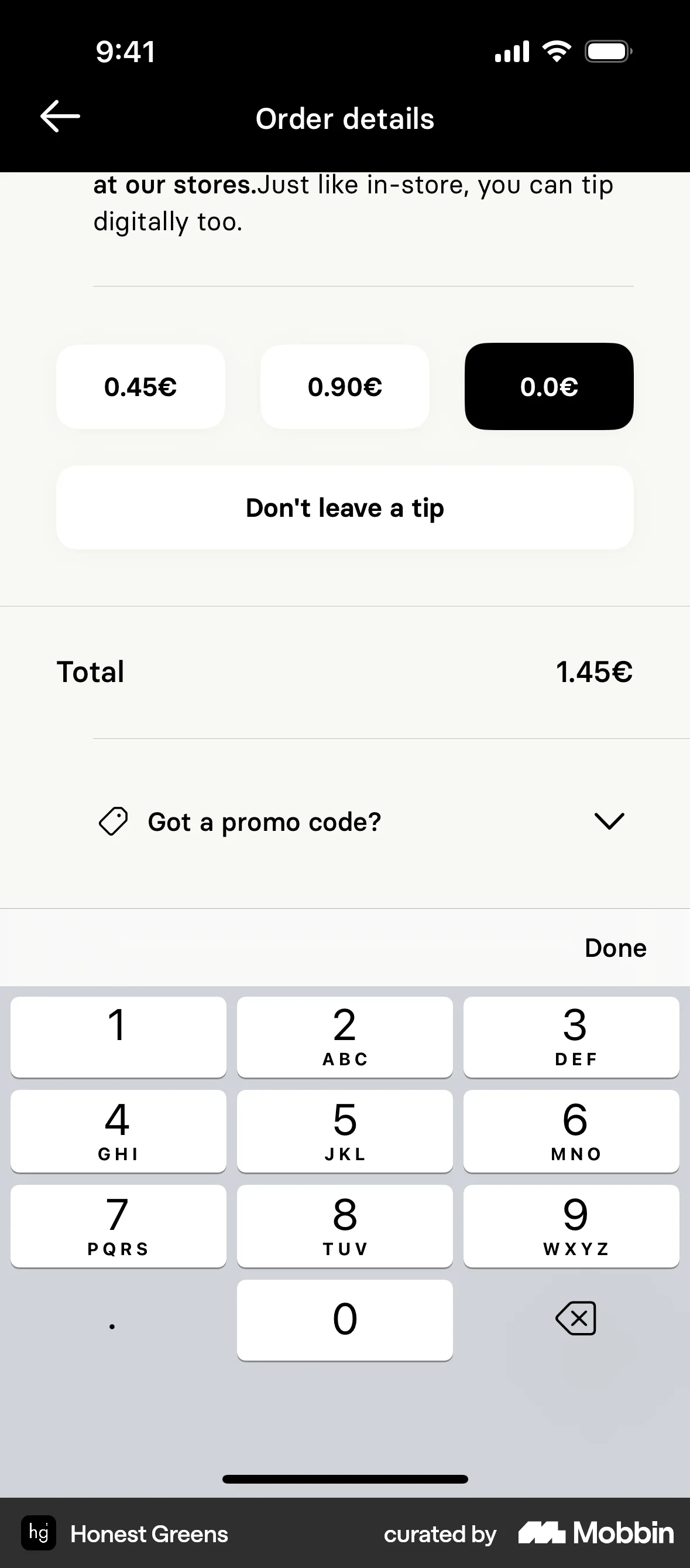 Tip keypad